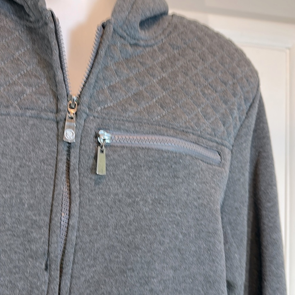 Street Rules Streetwear Steel-Grey Quilted Zip Up Fleece Hoodie MED NWT - Picture 9 of 16